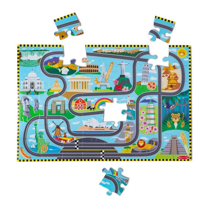 Location jouets - Melissa & Doug - Puzzle Géant De Sol Course Autour Du Monde